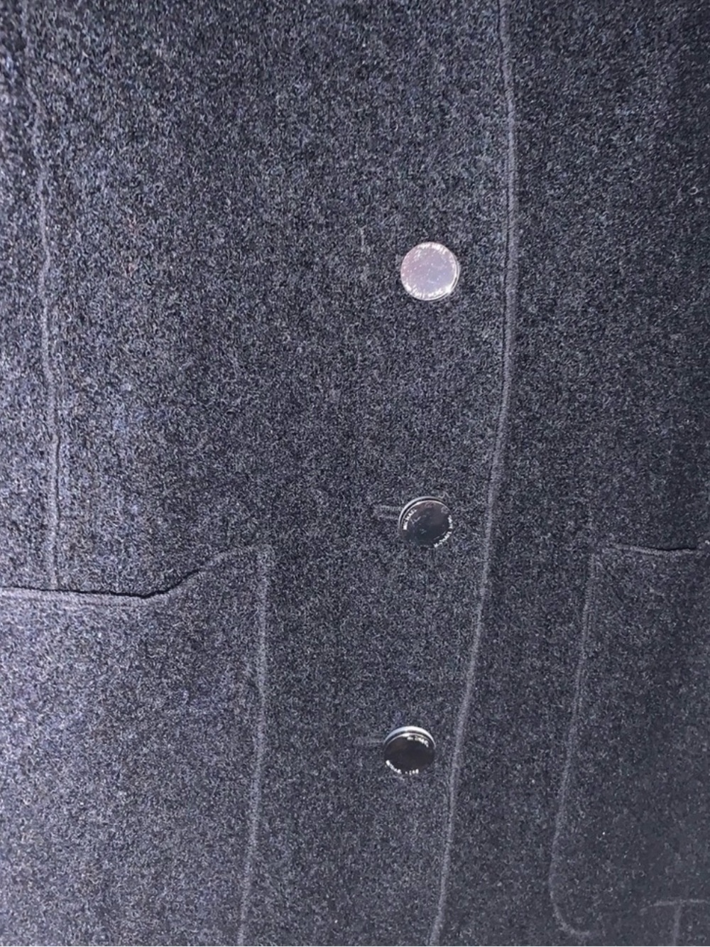 Michael Kors Black Textured Wool Coat with Chain Detail - Picture 6 of 7